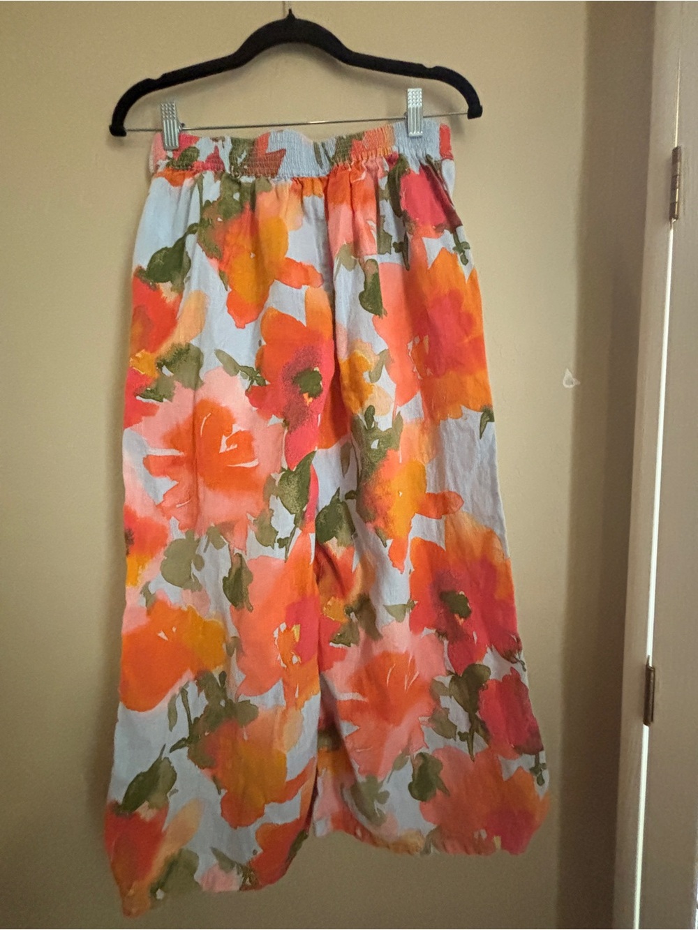 Joie Linen Lightweight Floral Wide Leg Culottes Women’s M Fun Orange & Bue - Picture 2 of 8